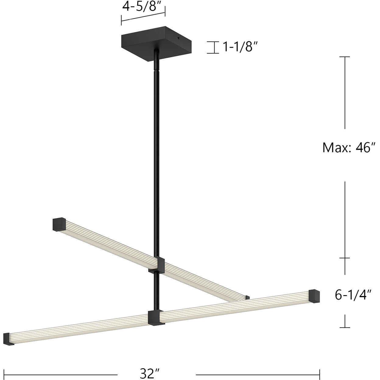 Blade LED 1 inch Black Chandelier Ceiling Light