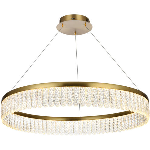 Rune 1 Light 32 inch Satin Gold Chandelier Ceiling Light