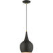 Andes 1 Light 8 inch Black with Antique Brass Accents Mini Pendant Ceiling Light