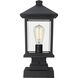 Portland 1 Light 17 inch Black Outdoor Pier Mounted Fixture in Clear Beveled Glass, 5.07