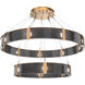 Parallel LED Novel Brass Chandelier Ceiling Light, Two-Tier Ring