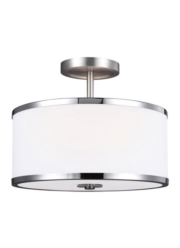 Prospect Park 2 Light 12.75 inch Satin Nickel / Chrome Semi-Flush Mount Ceiling Light