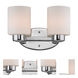 Brookings 2 Light 11.75 inch Chrome Bath Wall Light