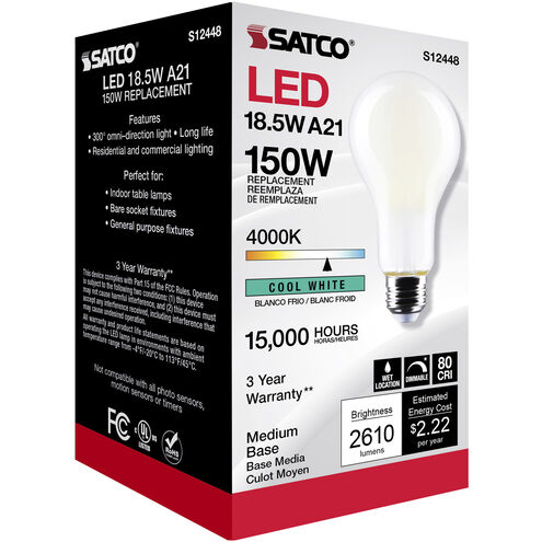 Lumos LED Medium Type A21 18.50 watt 4000K Light Bulb