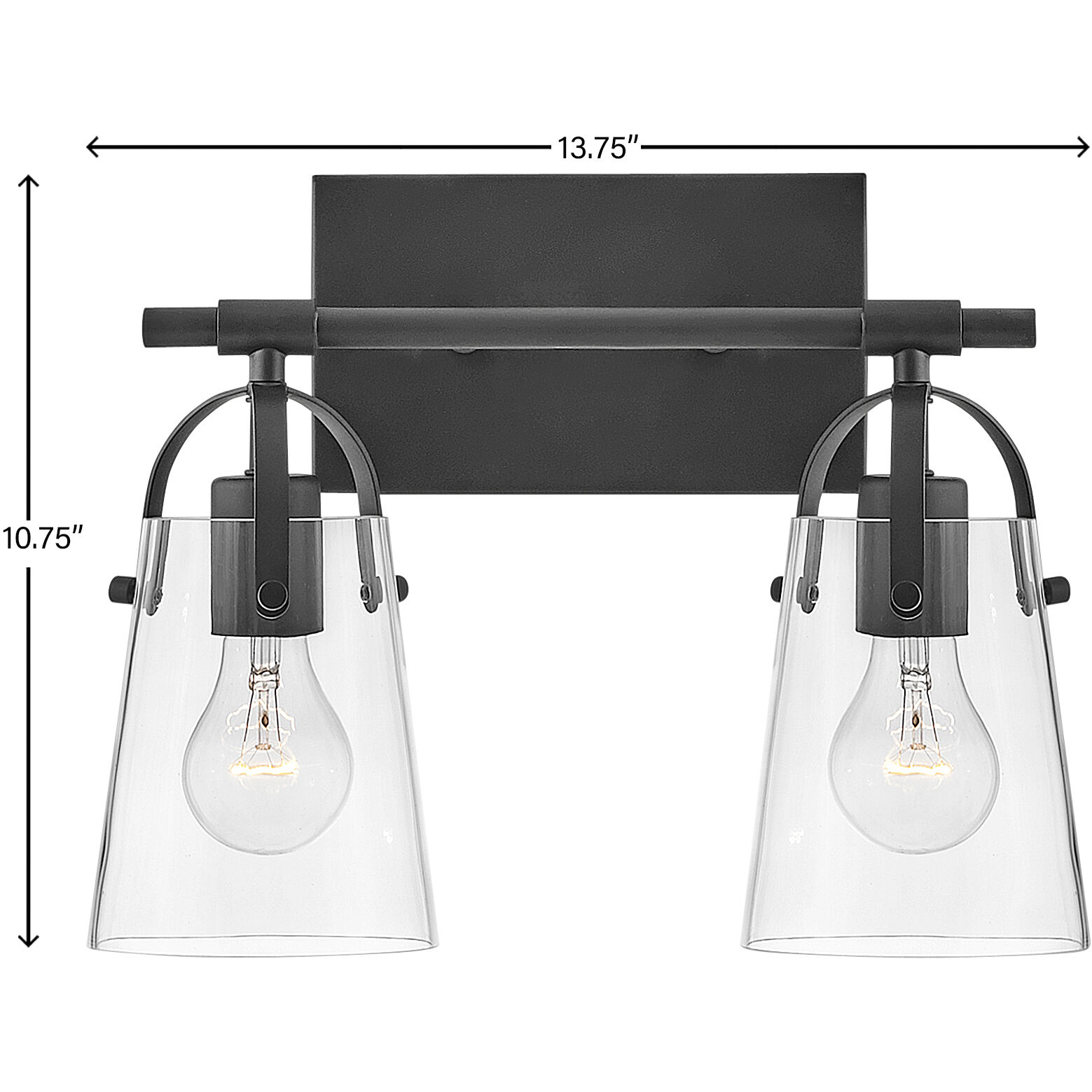 Foster 2 Light 13.75 inch Black Vanity Light Wall Light in Clear