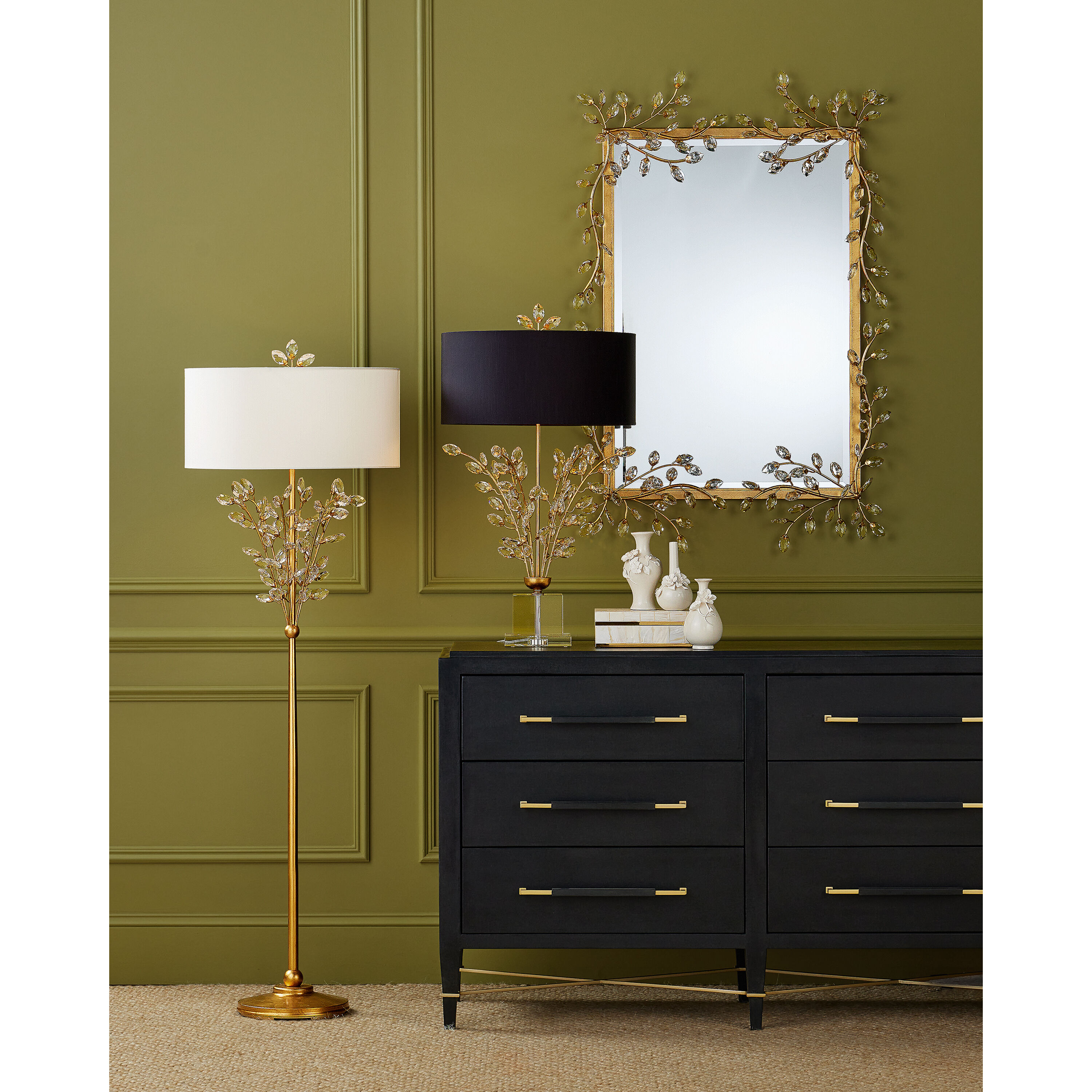 Forget-Me-Not 66 inch 100.00 watt Clear/Chinois Gold Leaf Floor Lamp Portable Light