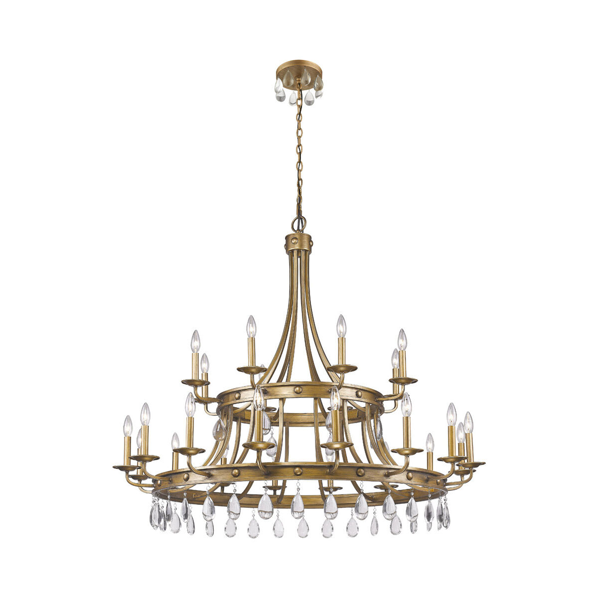 Krista 24 Light 49 inch Antique Gold Chandelier Ceiling Light