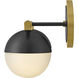 Bowie 2 Light 14.25 inch Lacquered Brass and Black Vanity Light Wall Light in Lacquered Brass with Black