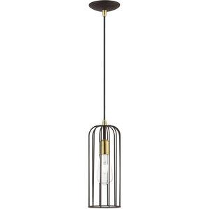 Glenbrook 1 Light 5 inch Bronze with Antique Brass Accents Pendant Ceiling Light