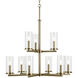 Crosby 9 Light Natural Brass Chandelier Ceiling Light