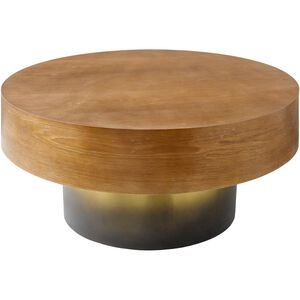 Russula 36 X 36 inch Top: Dark Brown; Base: Metallic - Gold Coffee Table