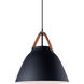 Nordic 1 Light 14.25 inch Tan Leather and Black Single Pendant Ceiling Light