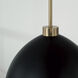 Ross 1 Light 13 inch Aged Brass Pendant Ceiling Light in Matte Black with White Interior