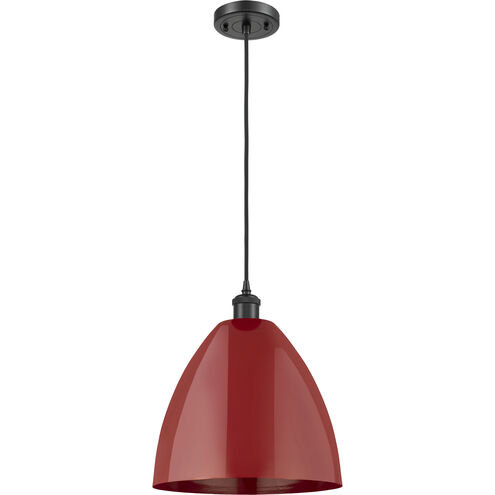 Ballston Plymouth Dome 1 Light 12 inch Matte Black Mini Pendant Ceiling Light in Matte Red
