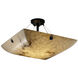 Lumenaria LED 27 inch Matte Black Semi-Flush Ceiling Light in 5000 Lm LED, Concentric Circles, Square Bowl
