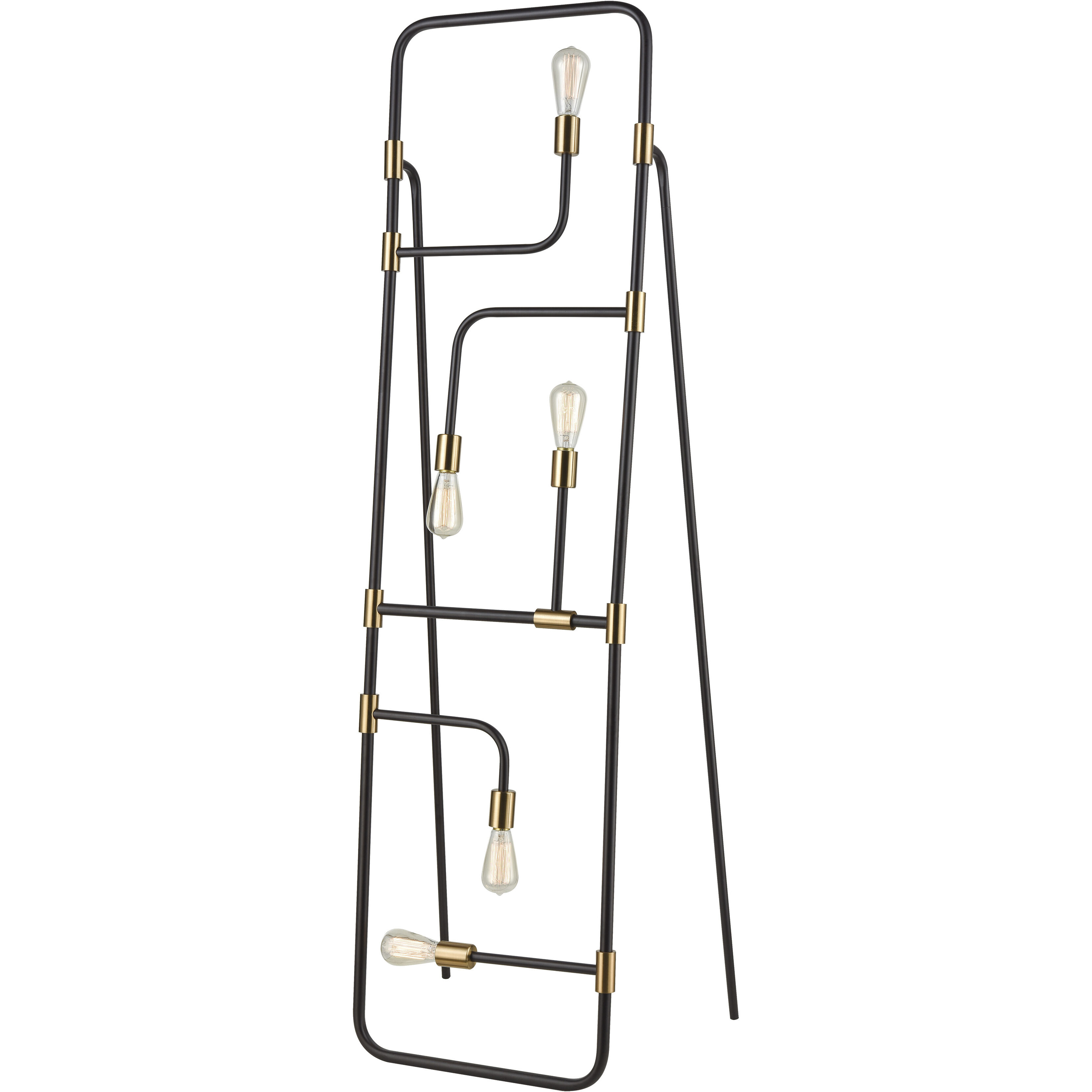 Think Tank 64 inch 4 watt Black with Aged Brass Floor Lamp Portable Light