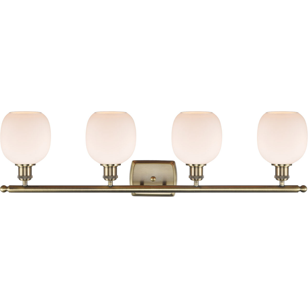 Ballston Belfast 4 Light 36 inch Antique Brass Bath Vanity Light Wall Light in Incandescent, Matte White Glass, Ballston
