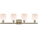 Ballston Belfast 4 Light 36 inch Antique Brass Bath Vanity Light Wall Light in Incandescent, Matte White Glass, Ballston