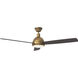Hicks 60 inch Hand Rubbed Antique Brass with Dark Mahogany Blades Ceiling Fan in Hand-Rubbed Antique Brass