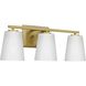 Vertex 3 Light 20.87 inch Brushed Gold Bath Light Wall Light