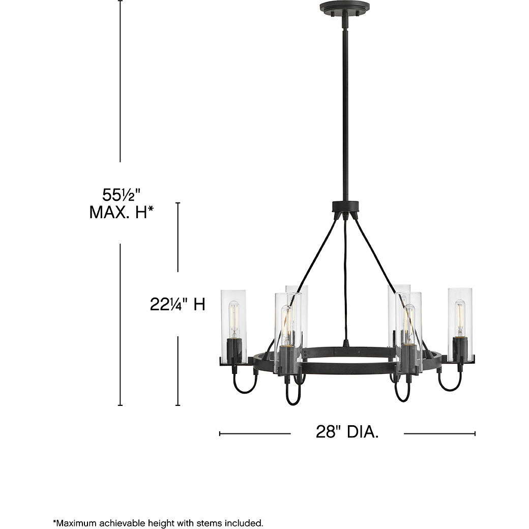 Ryden 6 Light 28 inch Black Chandelier Ceiling Light