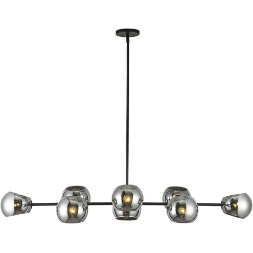 Alora Mood Willow 8 Light 48.25 inch Matte Black Linear Pendant Ceiling Light in Smoke Glass