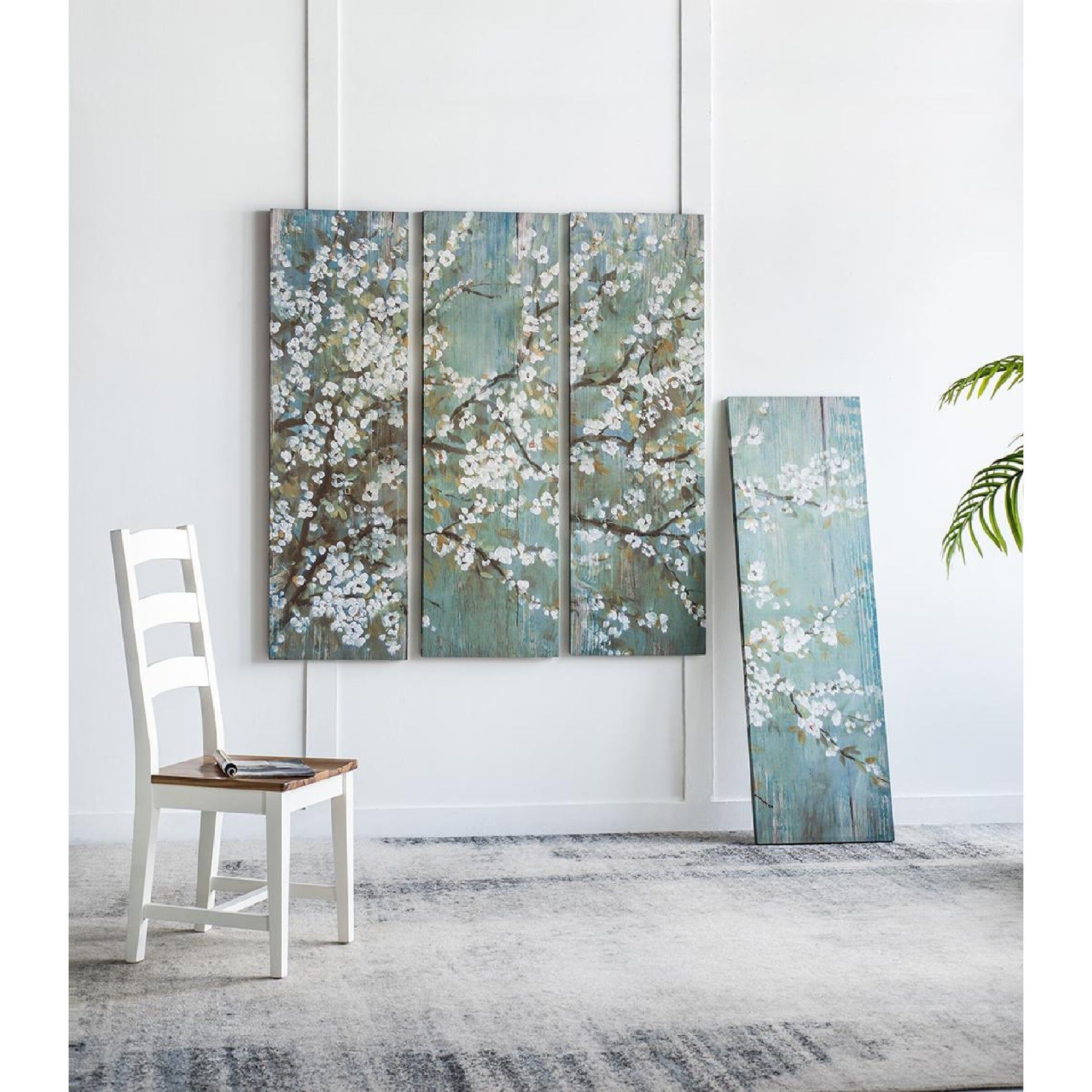 Saison White Cherry Blossom Blue/White/Brown Wall Art