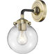 Nouveau Beacon 1 Light 6 inch Black Antique Brass Sconce Wall Light in Clear Glass, Nouveau