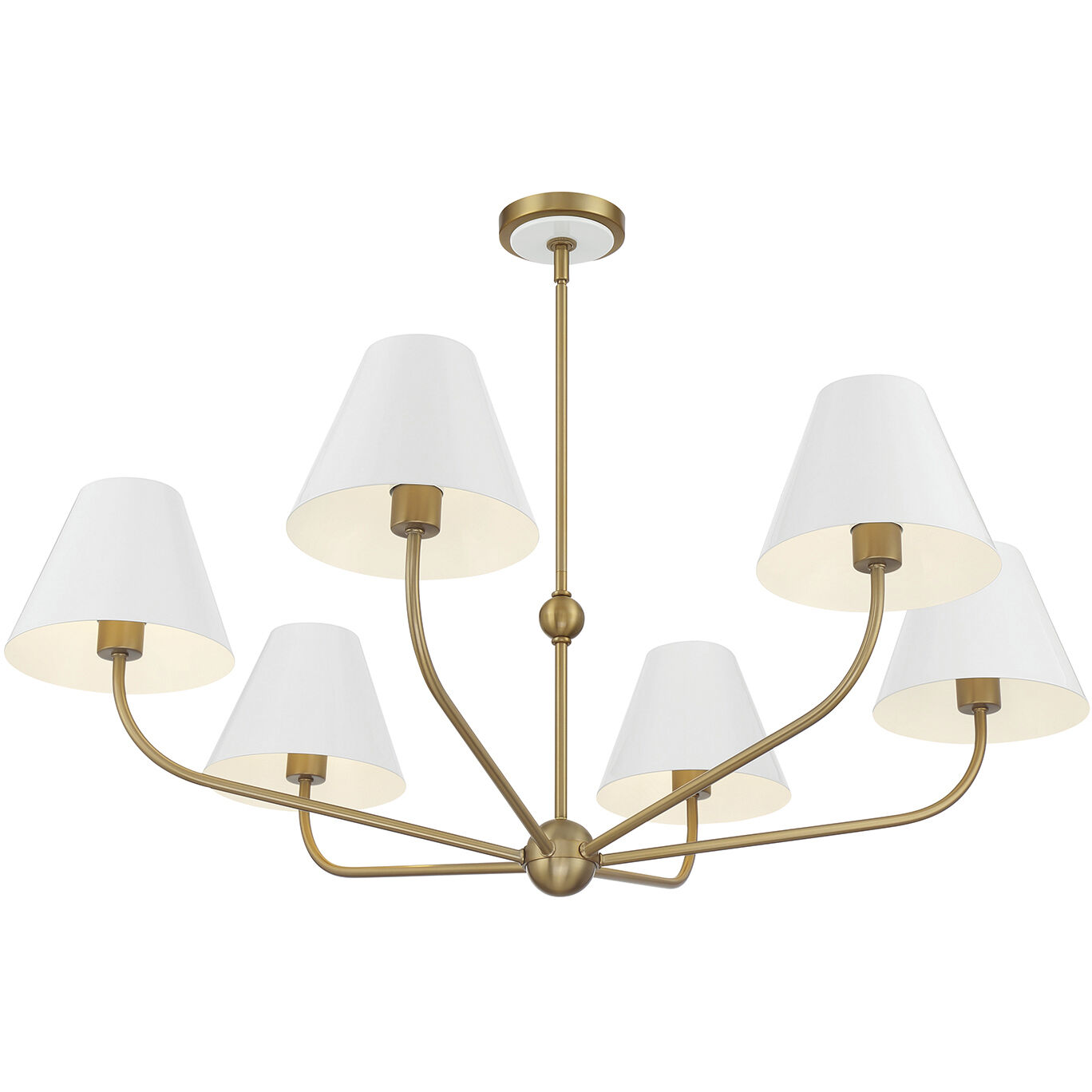 Xavier 6 Light 40 inch Vibrant Gold Chandelier Ceiling Light in Vibrant Gold and White