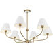 Xavier 6 Light 40 inch Vibrant Gold and White Chandelier Ceiling Light