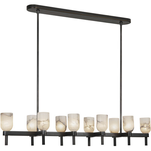 Lucian 10 Light 51.5 inch Urban Bronze Linear Pendant Ceiling Light in Urban Bronze and Alabaster