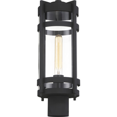 Tofino 1 Light 18 inch Textured Black and Clear Seeded Outdoor Post Lantern
