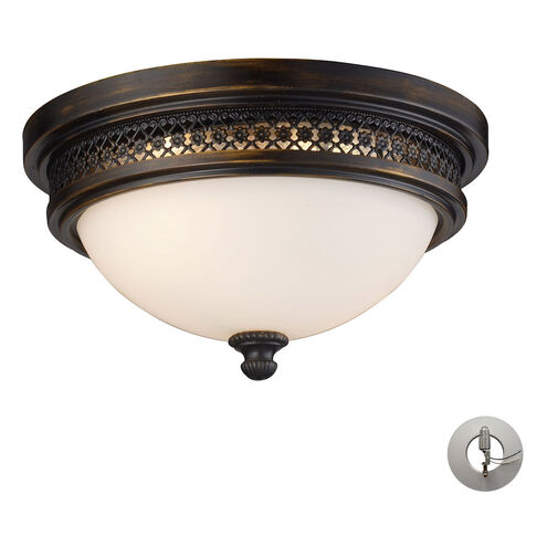 Heron 2 Light 13 inch Deep Rust Flush Mount Ceiling Light