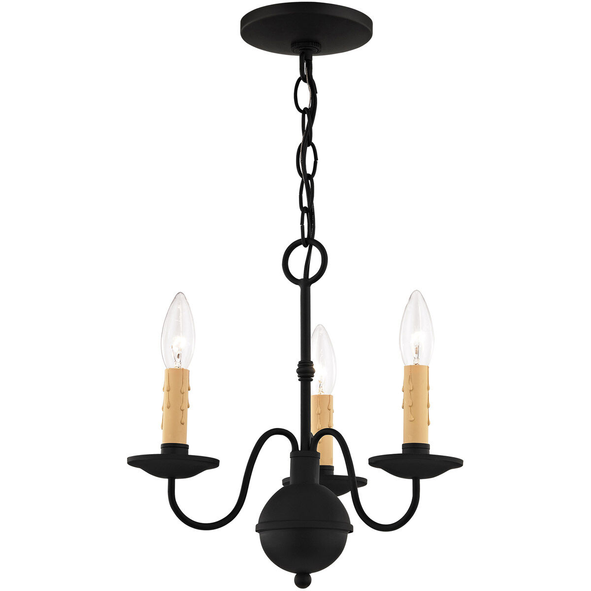 Heritage 3 Light 14 inch Black Mini Chandelier Ceiling Light