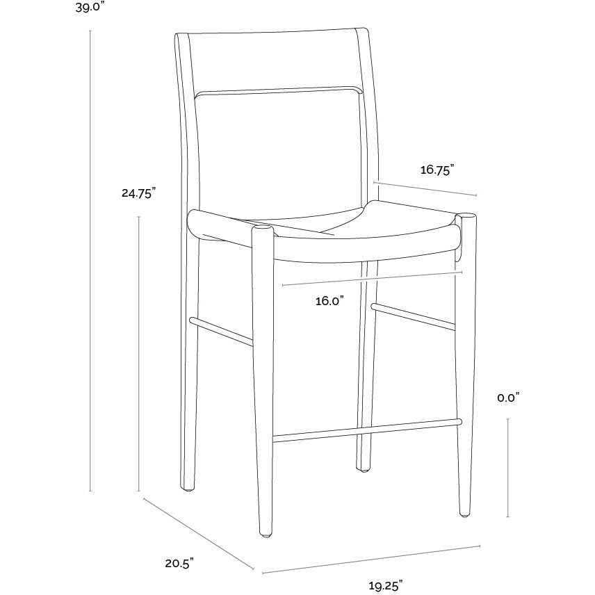 Bondi 39 inch Black Counter Stool