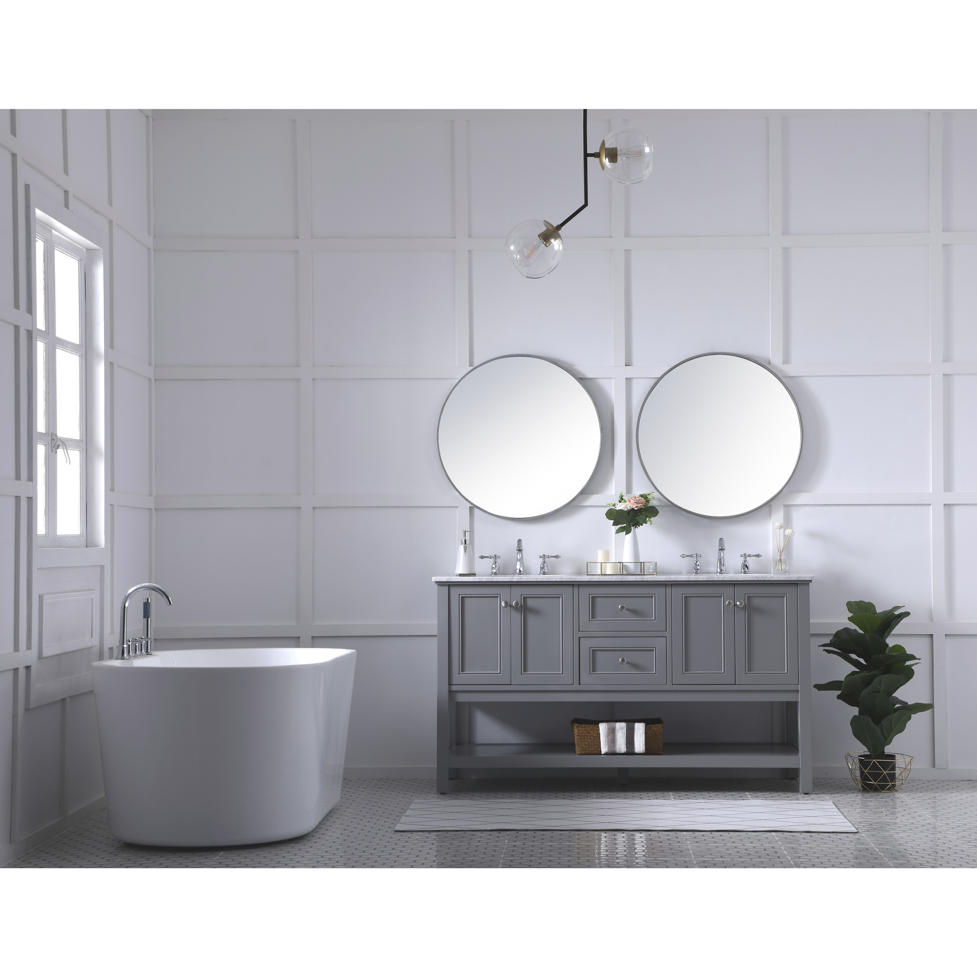Metropolis 60 X 22 X 34 inch Grey Vanity Sink Set
