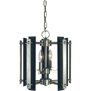 Bucolic 4 Light 14 inch Brushed Nickel with Matte Black Accents Dual Mount Pendant Ceiling Light