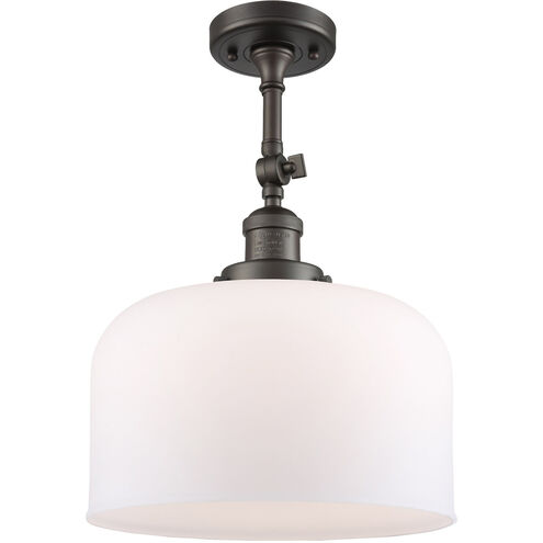Franklin Restoration X-Large Bell LED 12 inch Oil Rubbed Bronze Semi-Flush Mount Ceiling Light in Matte White Glass, Franklin Restoration