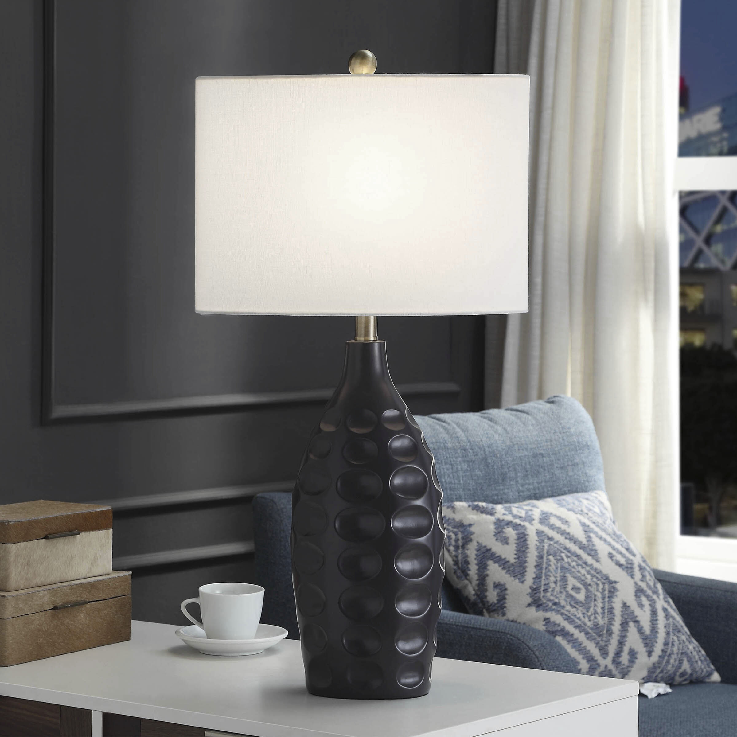 Gemma 29 inch 60 watt Black Ceramic Lamp Body Table Lamp Portable Light