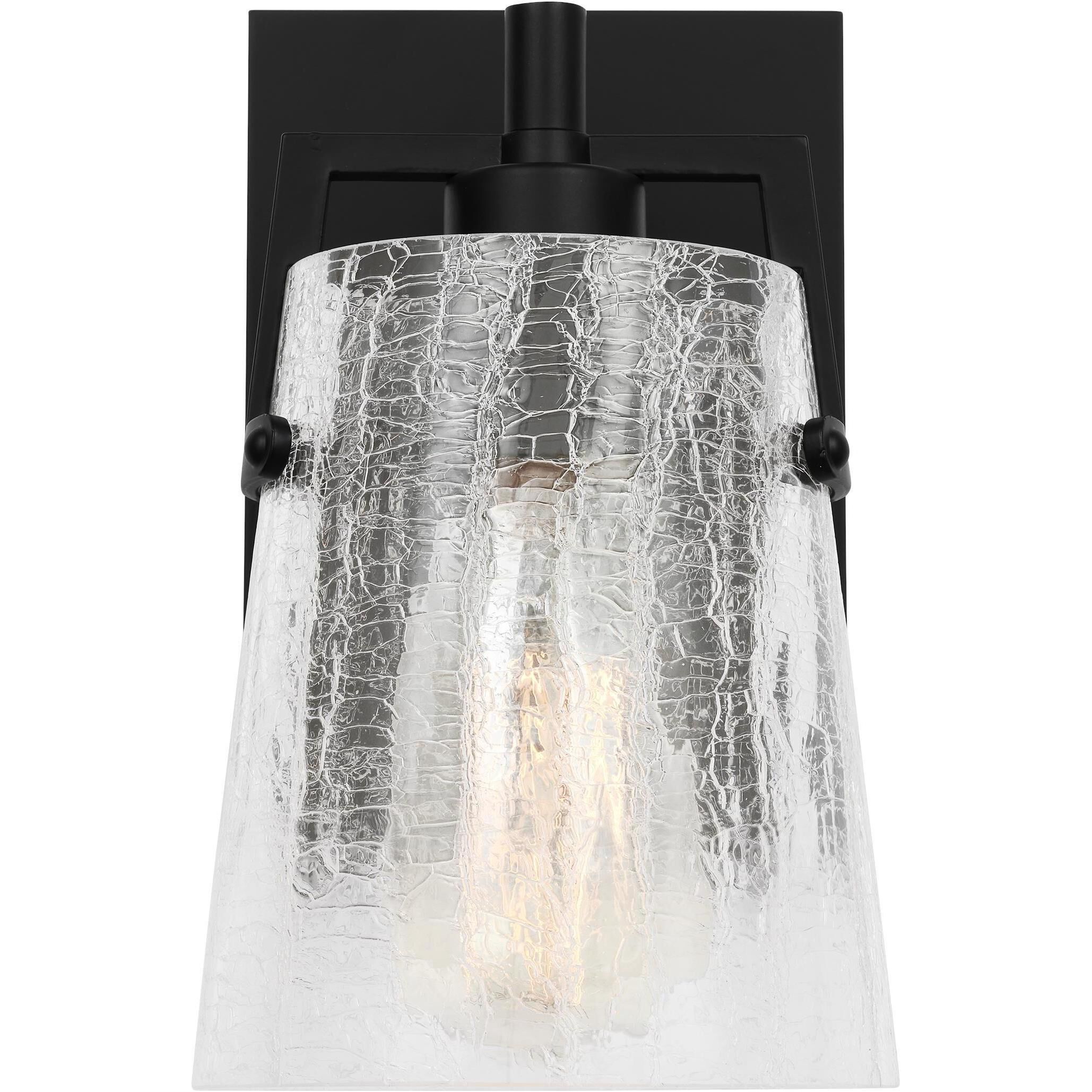 Drew & Jonathan Crofton 1 Light 5.25 inch Midnight Black Sconce Wall Light in Clear Crackle Glass, Small