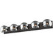 Willow 5 Light 39.38 inch Matte Black Bath Vanity Wall Light in Smoked Glass