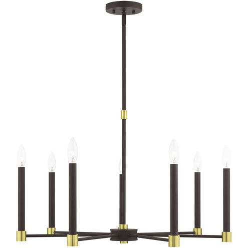 Karlstad 7 Light 28 inch Bronze with Satin Brass Accents Chandelier Ceiling Light