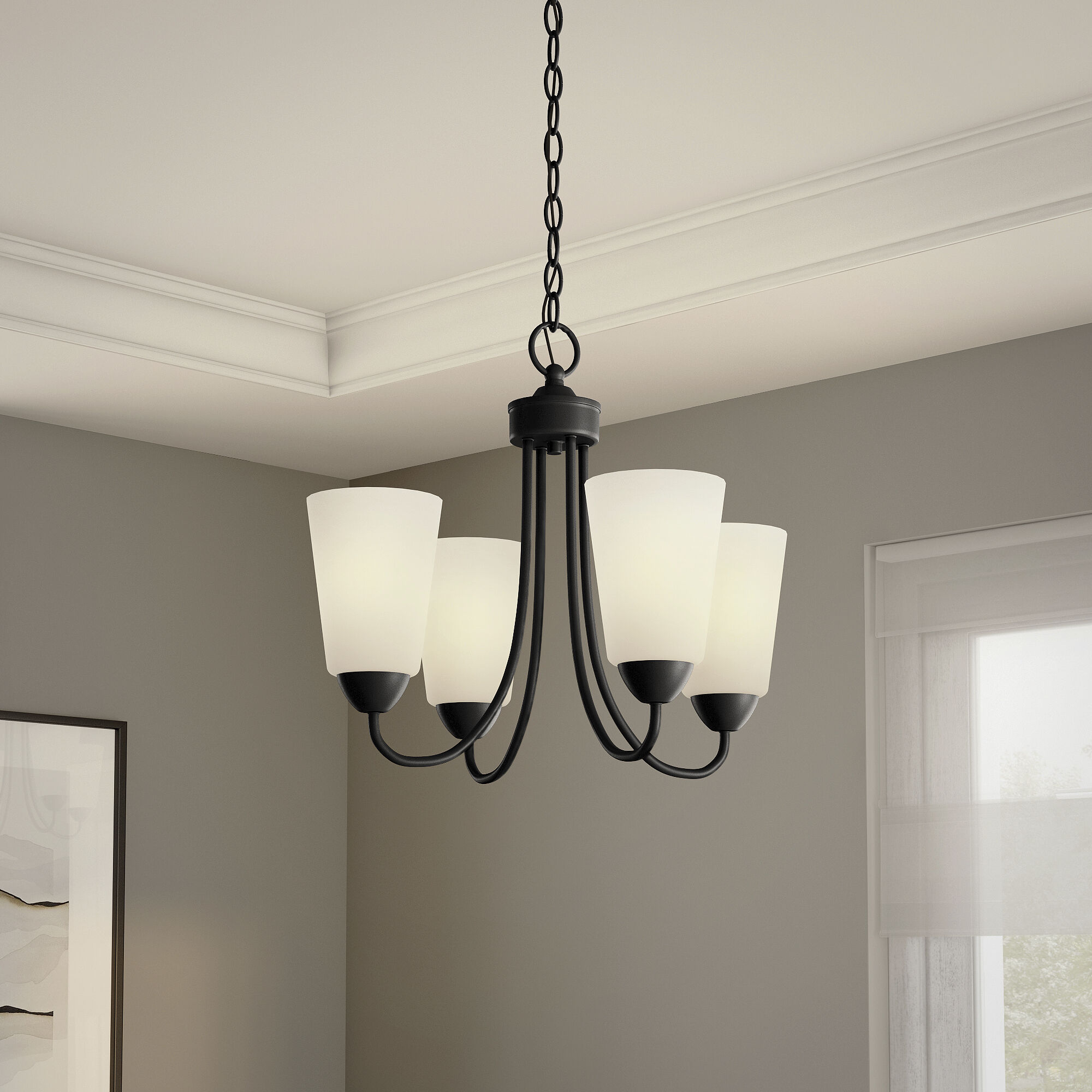 Malone 3 Light 18 inch Matte Black Chandelier Ceiling Light