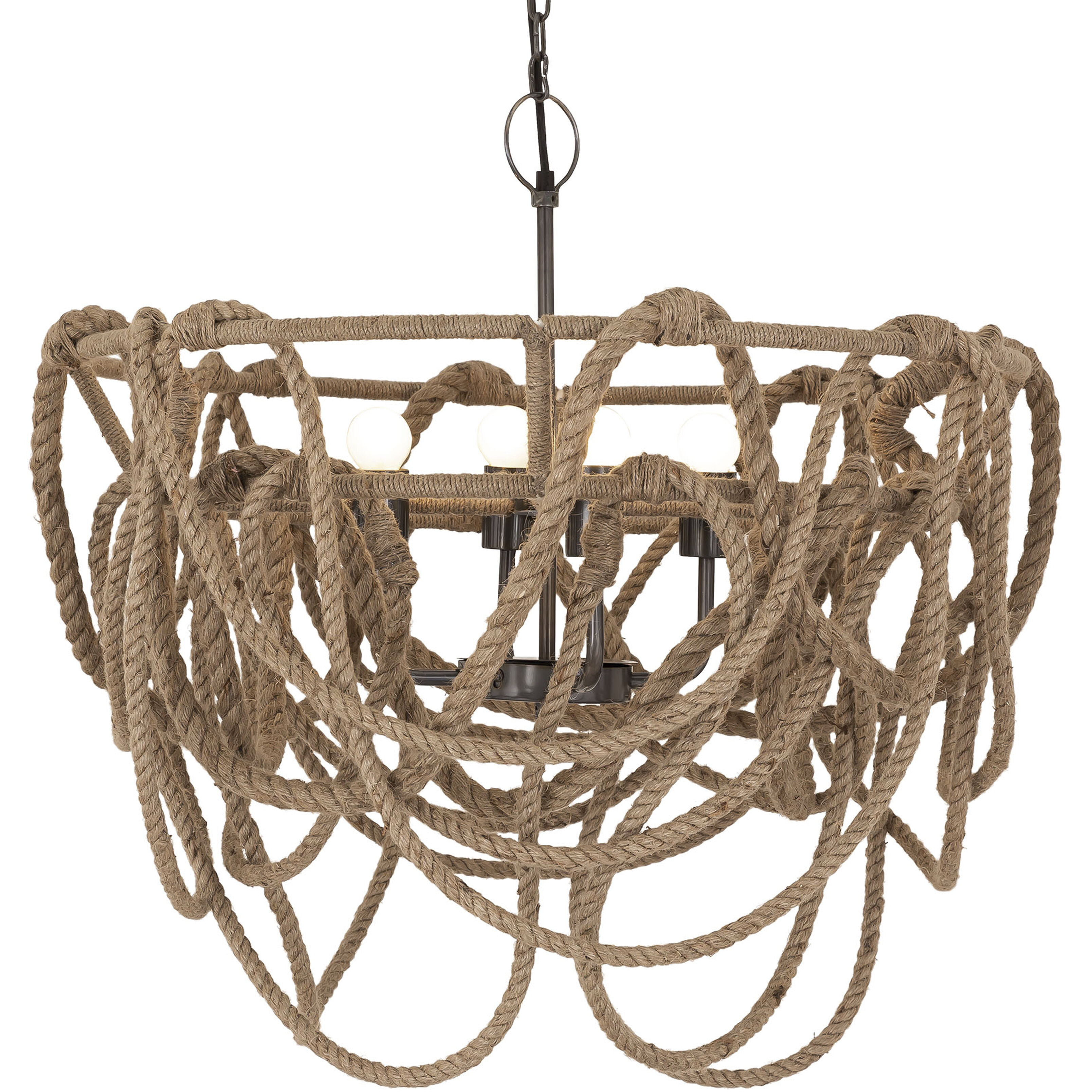 Macon 4 Light 26 inch Natural with Pewter Chandelier Ceiling Light