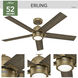 Erling 52 inch Luxe Gold with Warm Grey Oak Blades Ceiling Fan