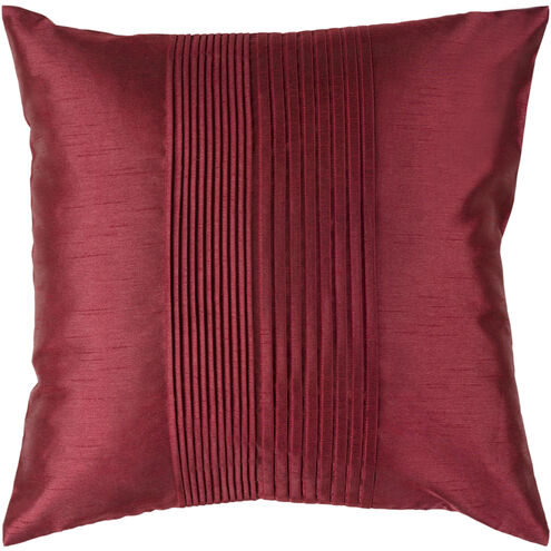 Solid Pleated 22 X 22 inch Burgundy Pillow Kit, Square