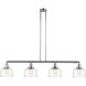 Franklin Restoration Bell LED 52.63 inch Polished Chrome Island Light Ceiling Light in Clear Deco Swirl Glass