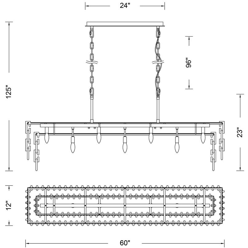 Catene 7 Light 12 inch Chrome Linear Pendant Ceiling Light