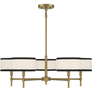 Mid-Century Modern 5 Light 30 inch Natural Brass Chandelier Ceiling Light