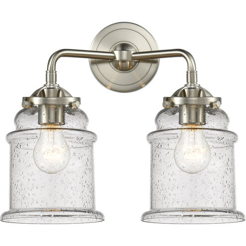 Nouveau Canton LED 14 inch Brushed Satin Nickel Bath Vanity Light Wall Light in Seedy Glass, Nouveau